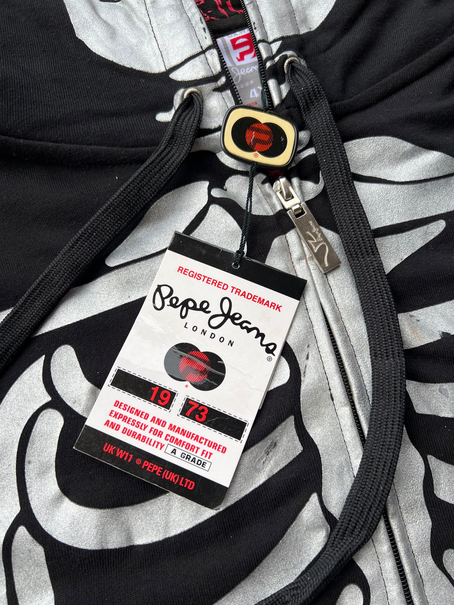 Early-2000s Pepe Jeans Skeleton Zip Hoodie (4XL) (New With Tags)