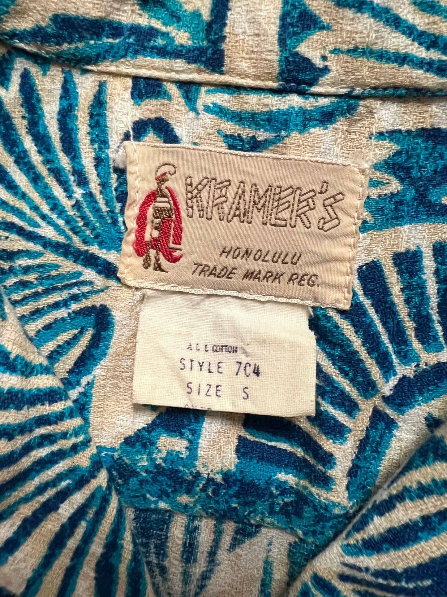 ‘50s Cotton Hawaiian Loop Collar Shirt (S)