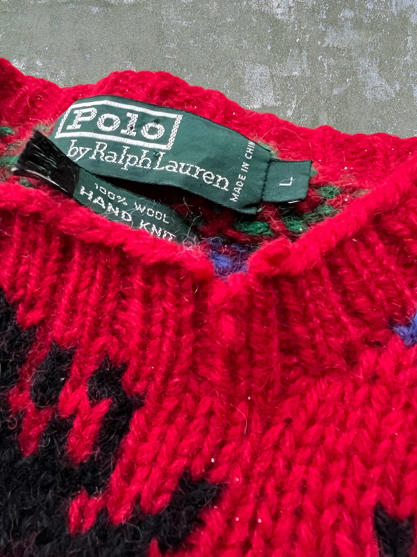 ‘90s/Early-2000s Polo Ralph Lauren Reindeer Patterned Wool Sweater (S)