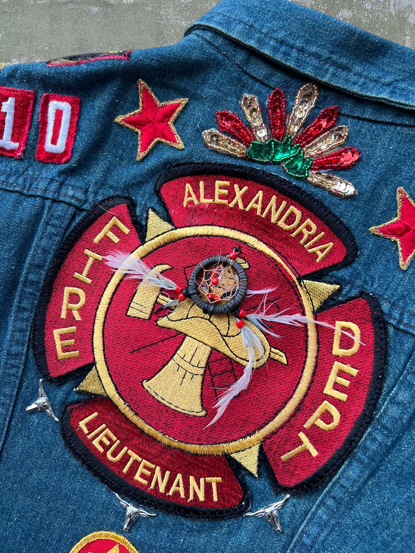 ‘80s Wrangler Alexandria Fire Department Denim Cutoff Vest (S)