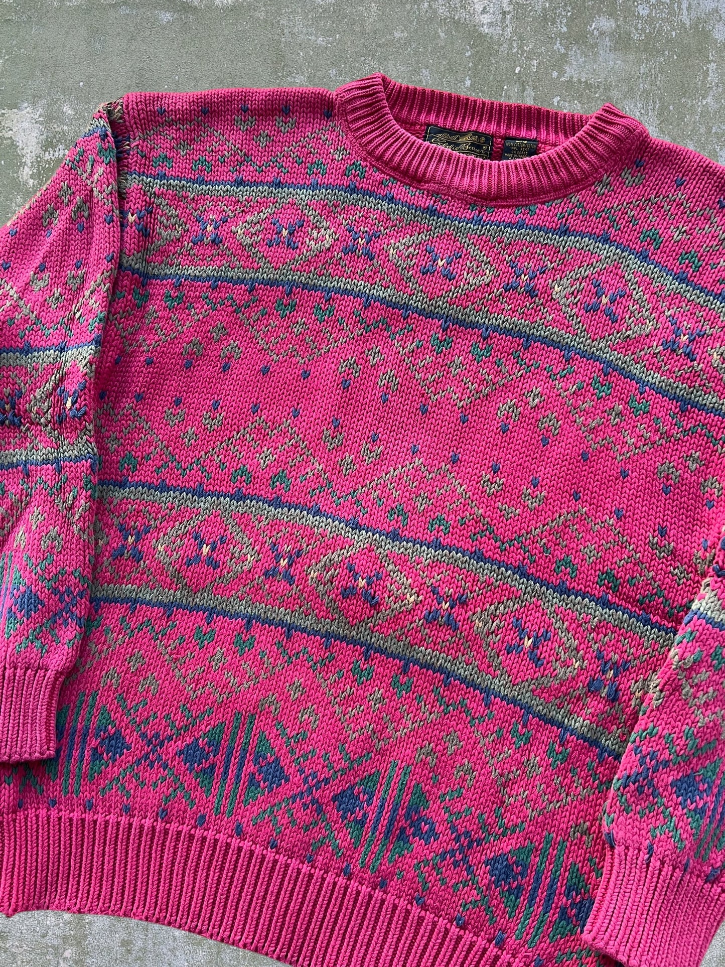 ‘90s Eddie Bauer Patterned Cotton Sweater (L)