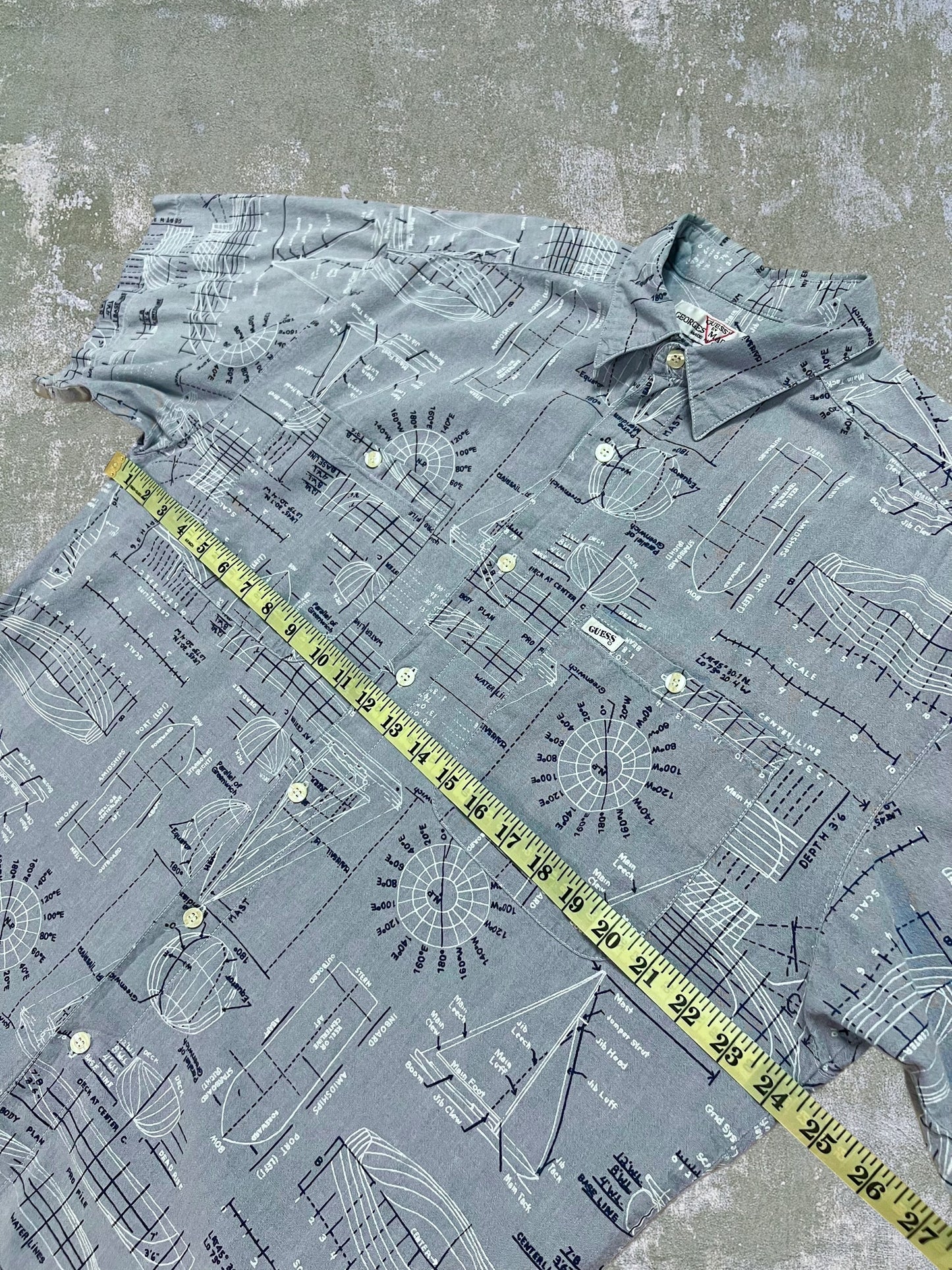‘90s Guess Map Patterned Shirt (XL)