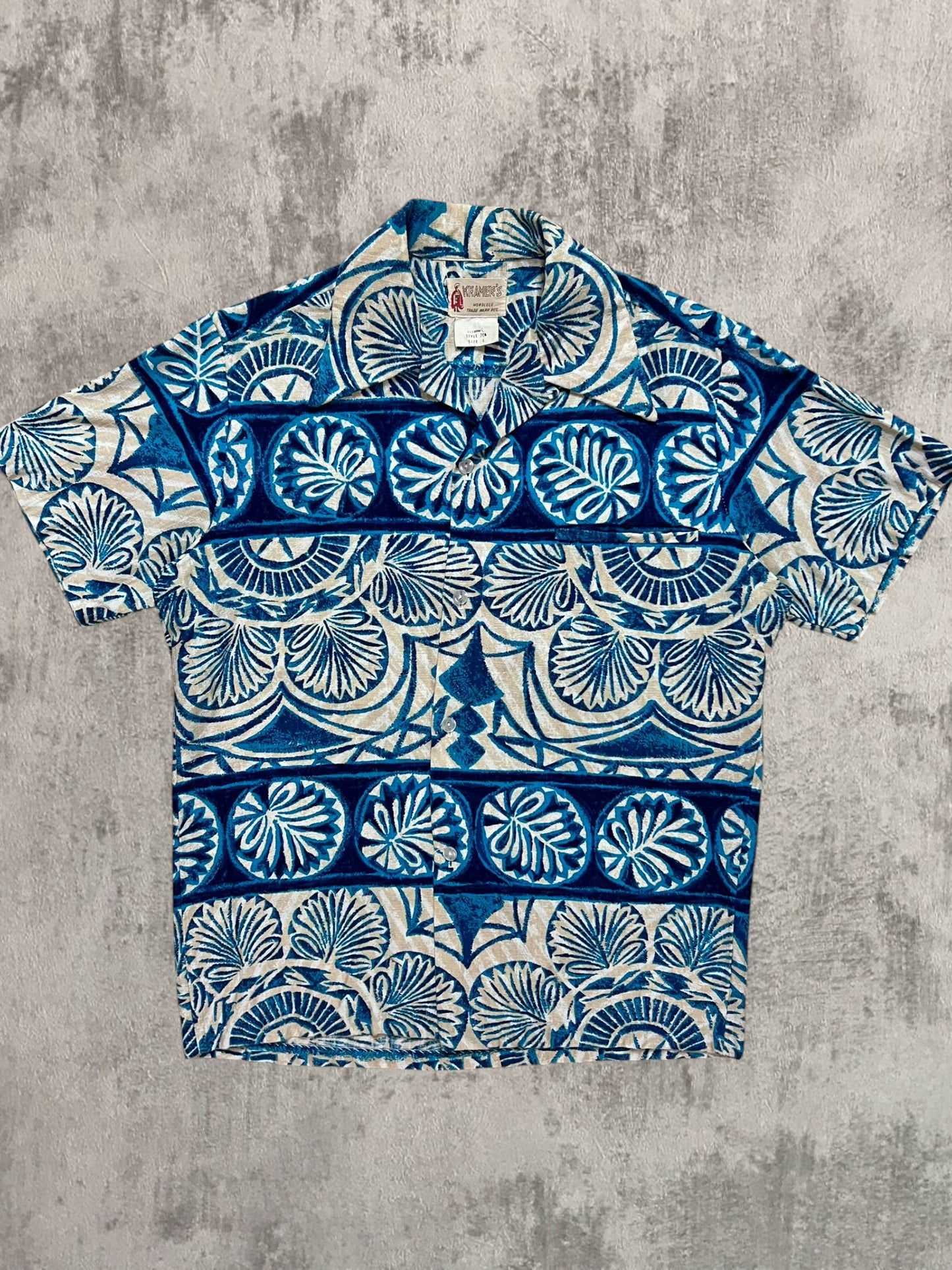 ‘50s Cotton Hawaiian Loop Collar Shirt (S)