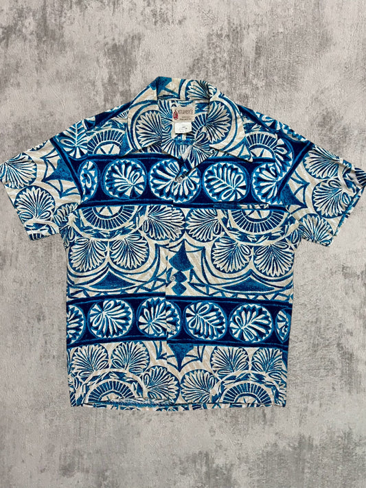 ‘50s Cotton Hawaiian Loop Collar Shirt (S)