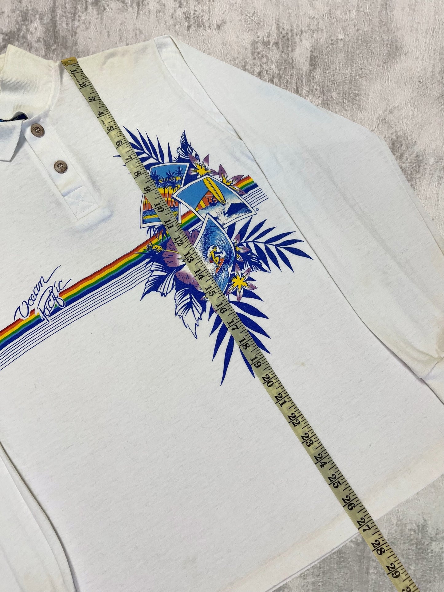 ‘80s Ocean Pacific Long Sleeve Polo Shirt (M)