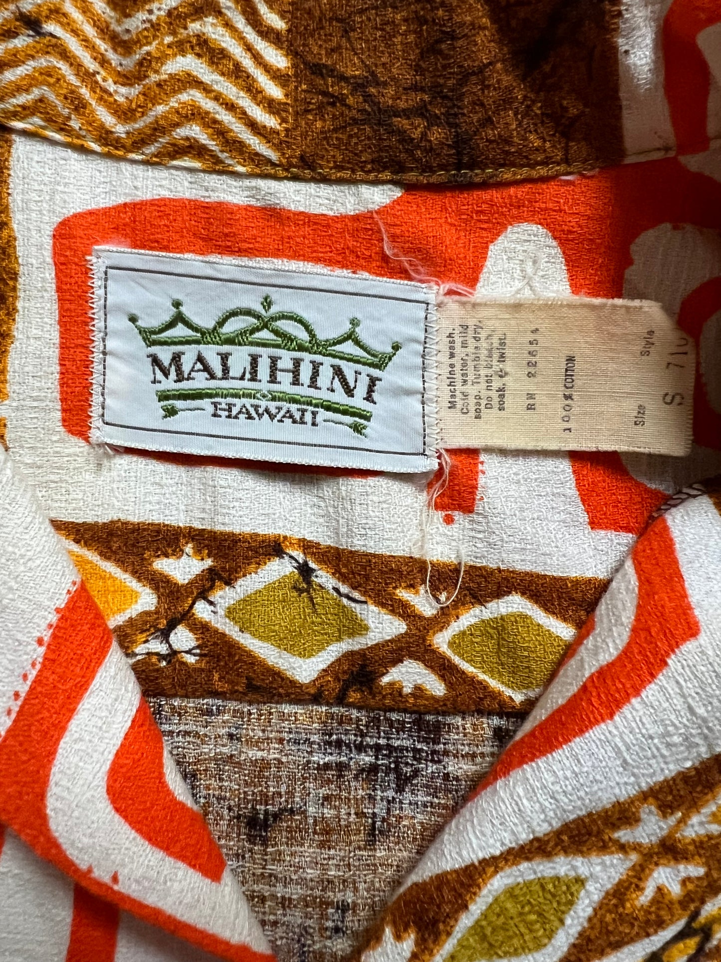‘50s Cotton Hawaiian Loop Collar Shirt (S)