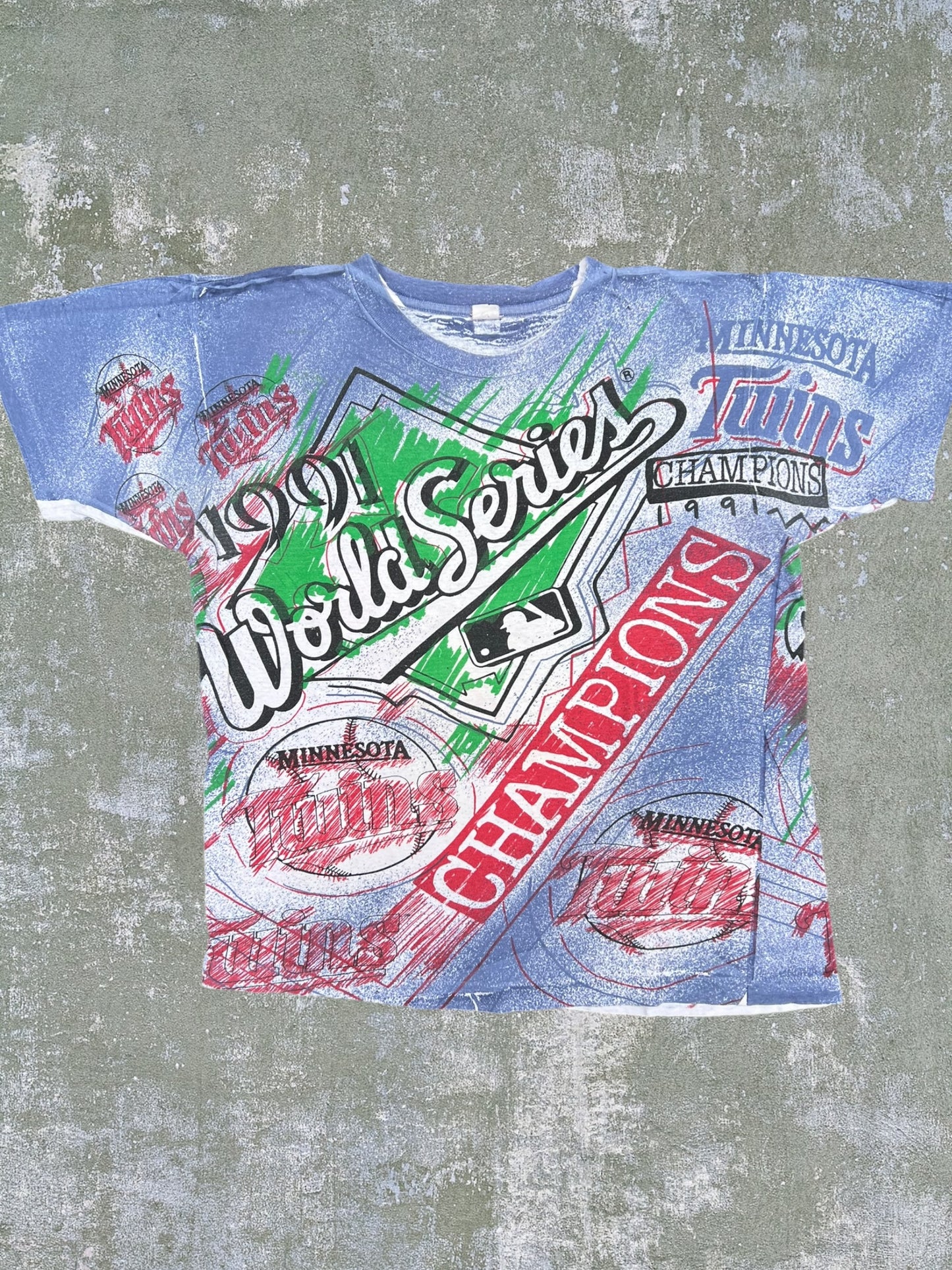 1991 Minnesota Twins World Series Champions All Over Print Tee (L)