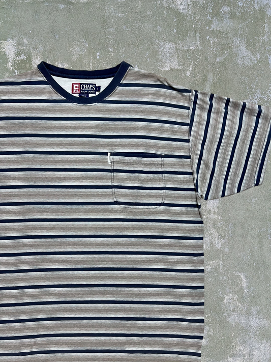 ‘90s Chaps Ralph Lauren Striped Pocket Tee (XL)