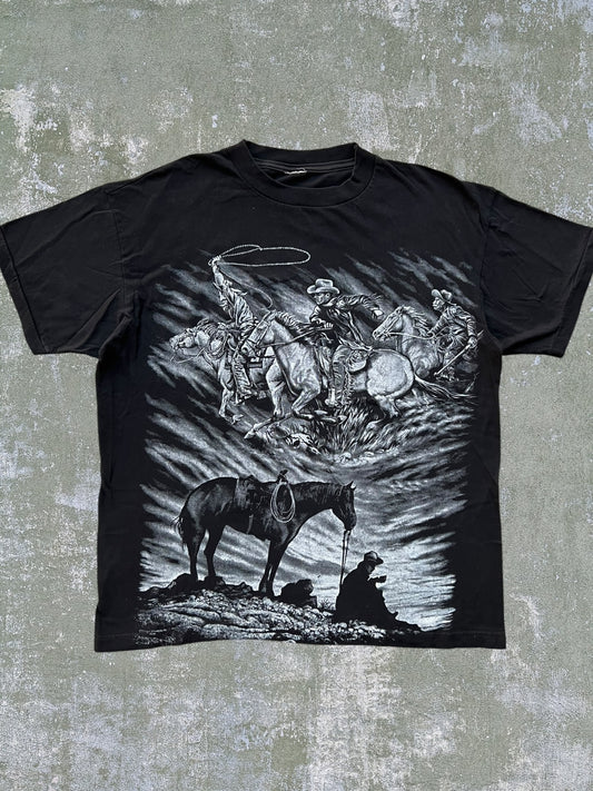 Early-90s Cowboy All Over Print Tee (L)