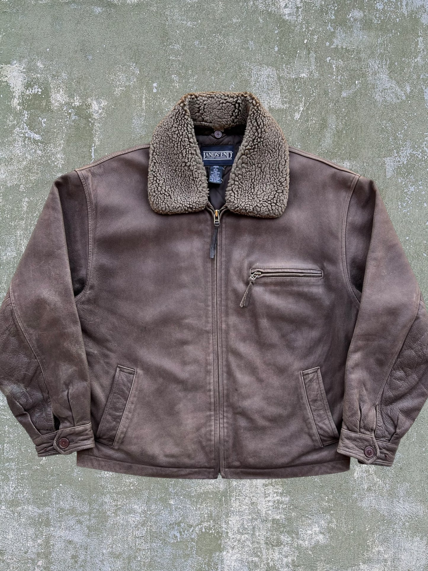 Late-90s/Early-2000s Land’s End Leather Flight Jacket (M)
