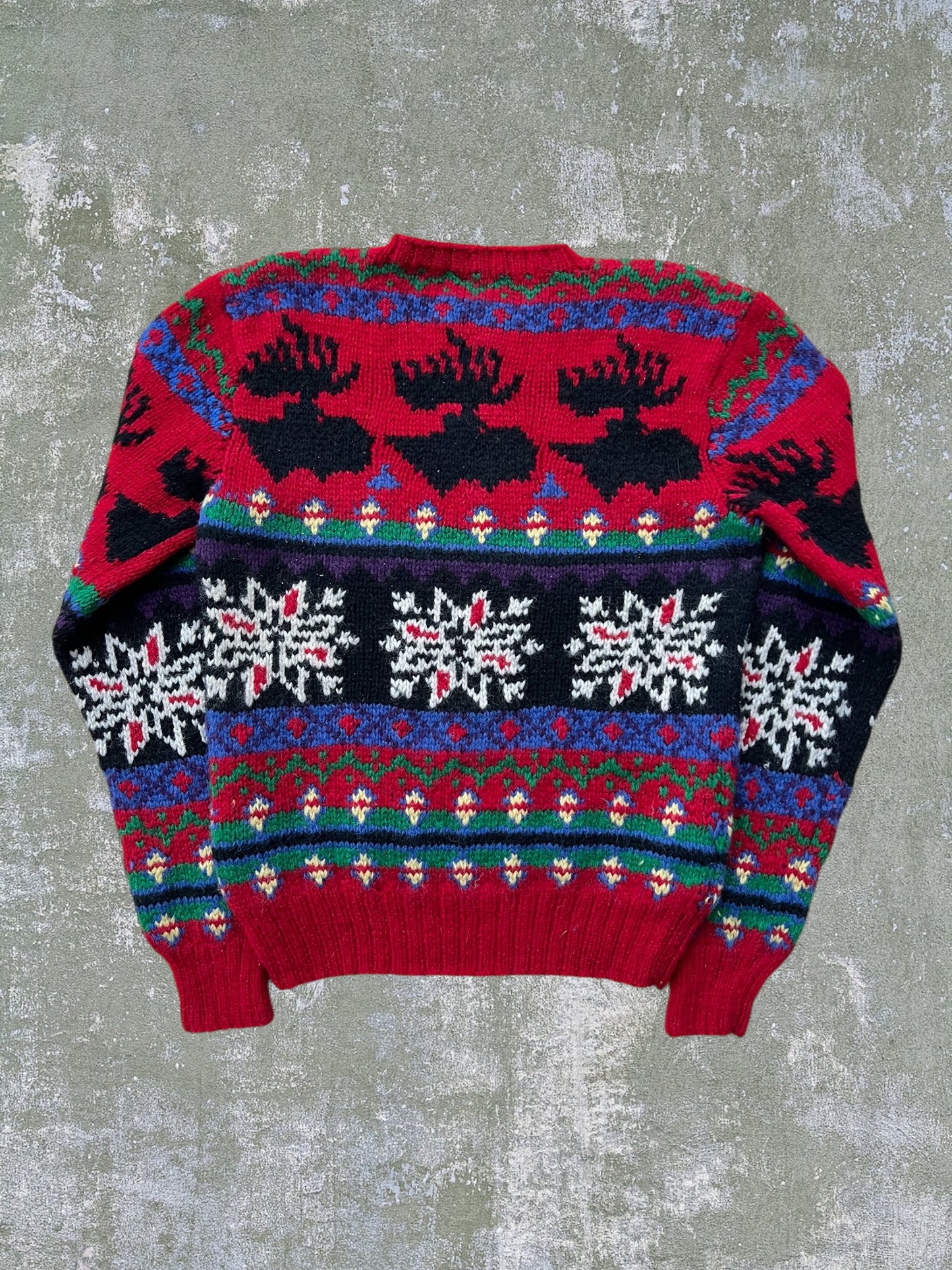 ‘90s/Early-2000s Polo Ralph Lauren Reindeer Patterned Wool Sweater (S)