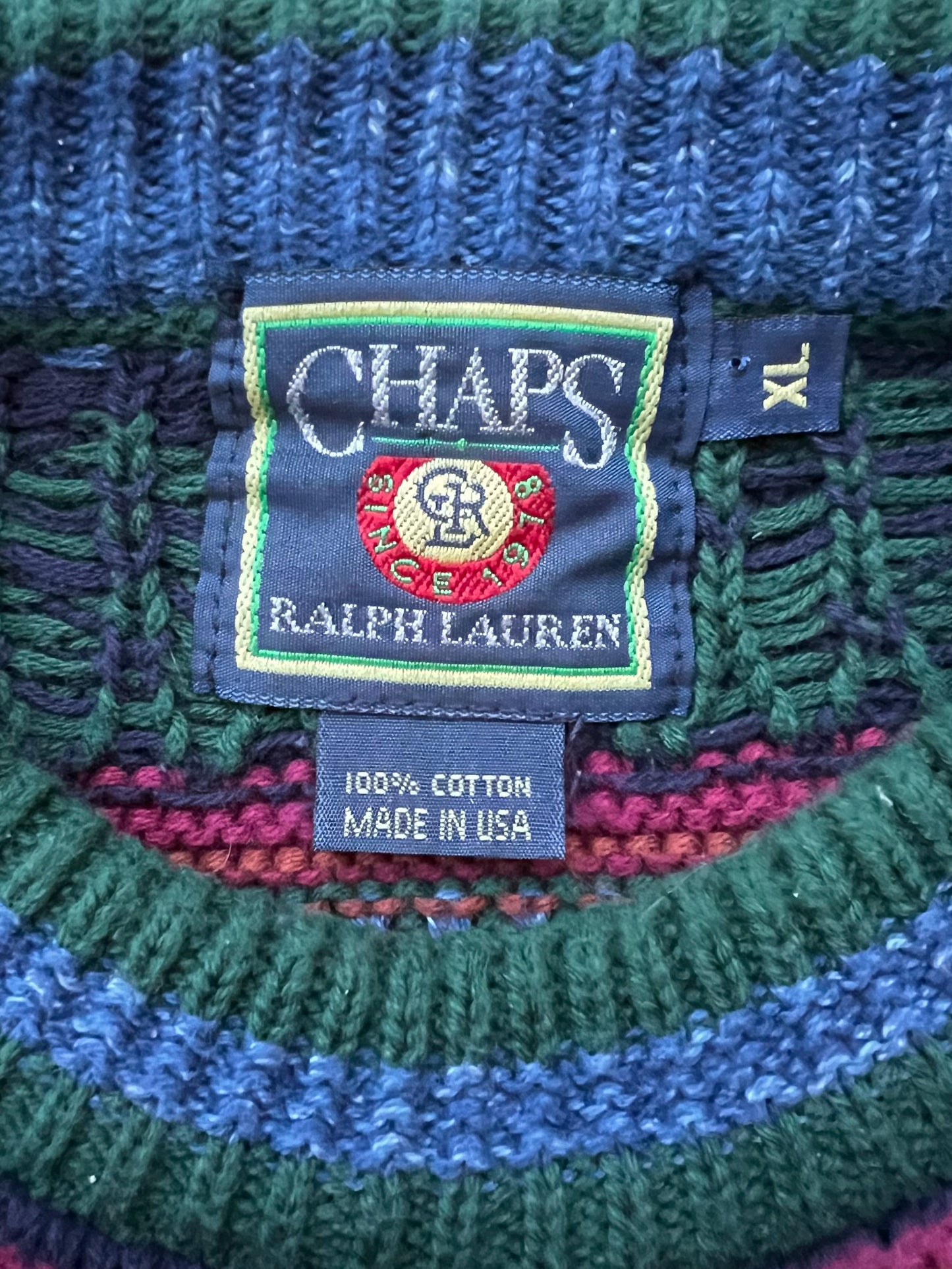 ‘90s Chaps Ralph Lauren Aztec Patterned Sweater (XL)