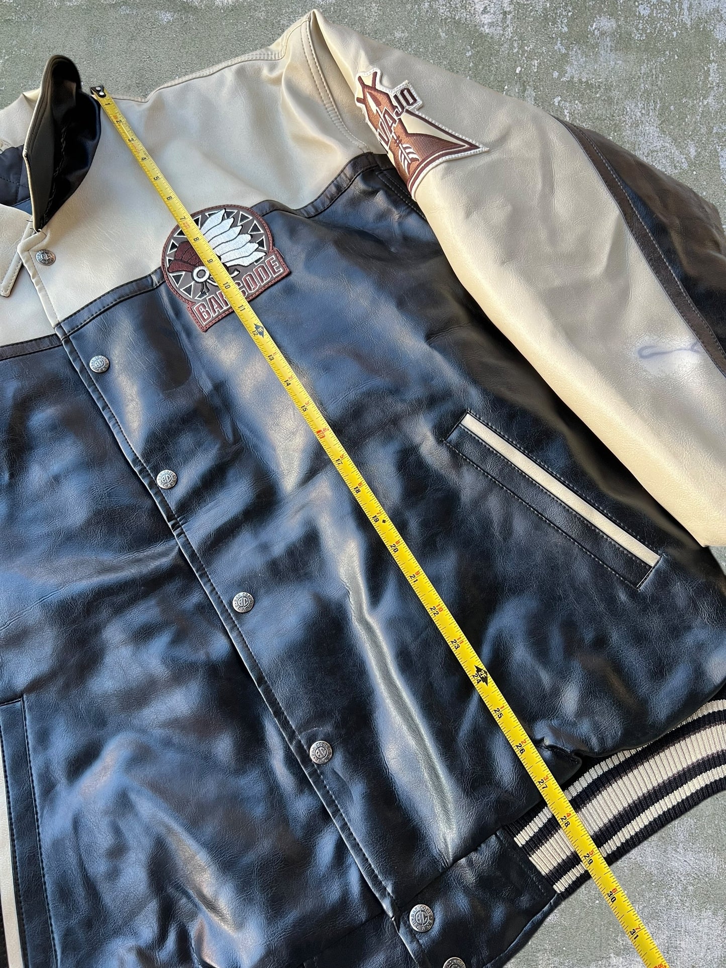 Early-2000s Barcode Leather Jacket (XL) (New With Tags)