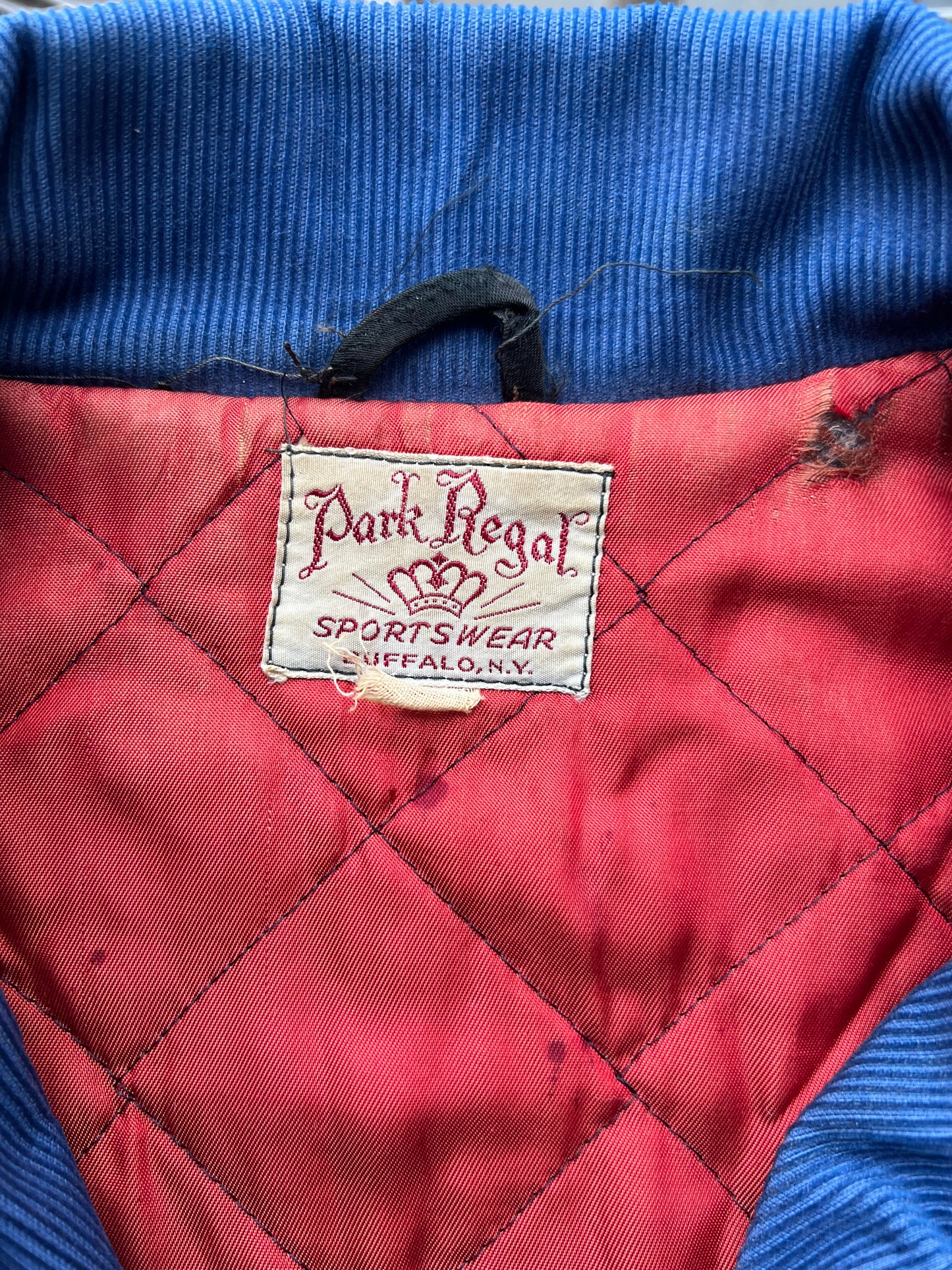 ‘50s Corduroy Chain Stitch Fraternity Jacket (M)