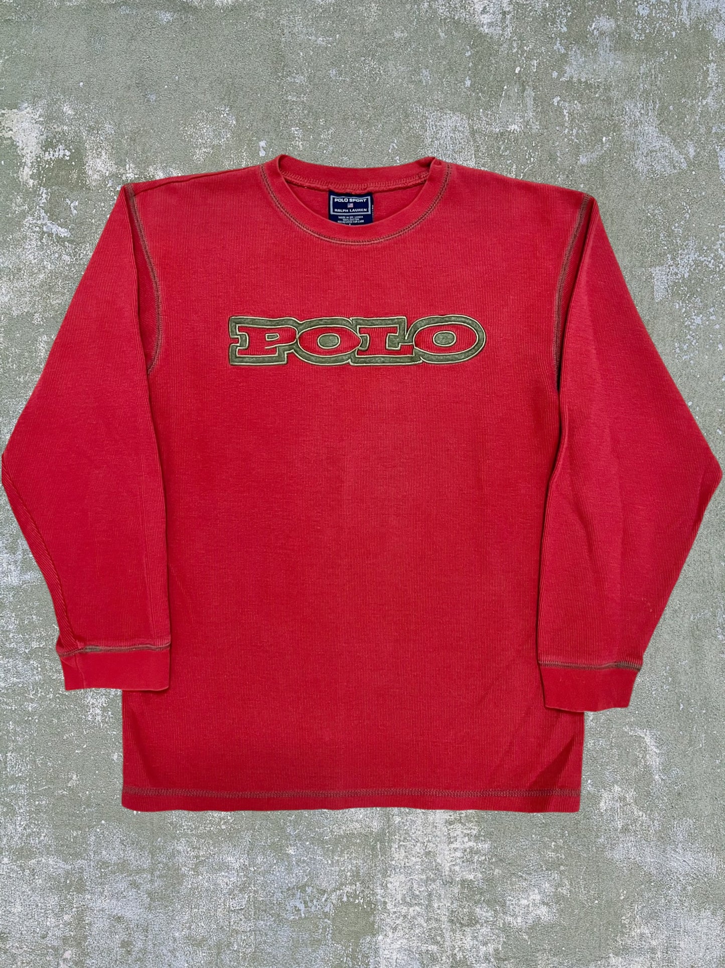 ‘90s/Early-2000s Polo Sport Ralph Lauren Ribbed Long Sleeve Tee (M)