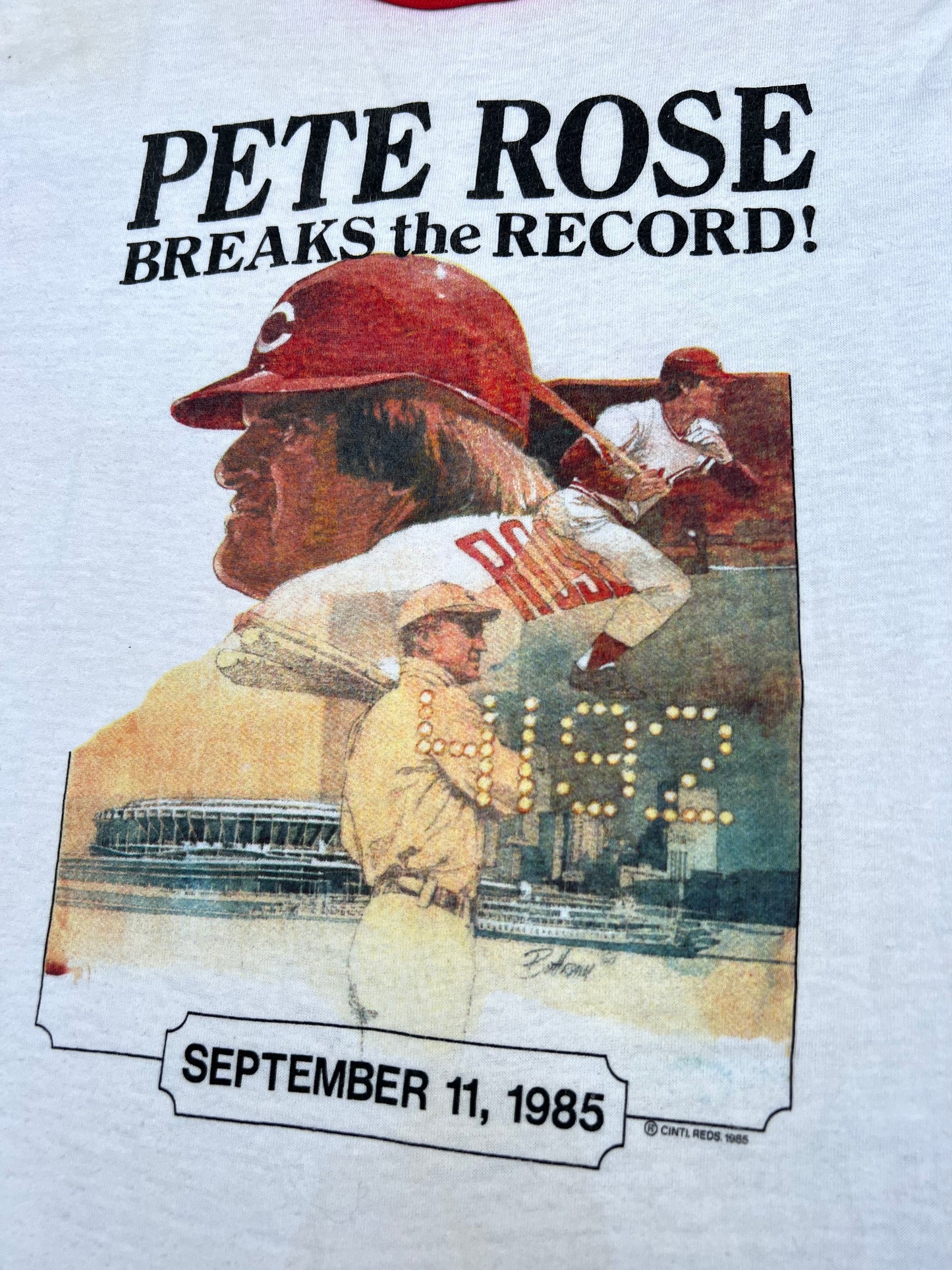 1985 Pete Rose Career Hits Record Tee (L)