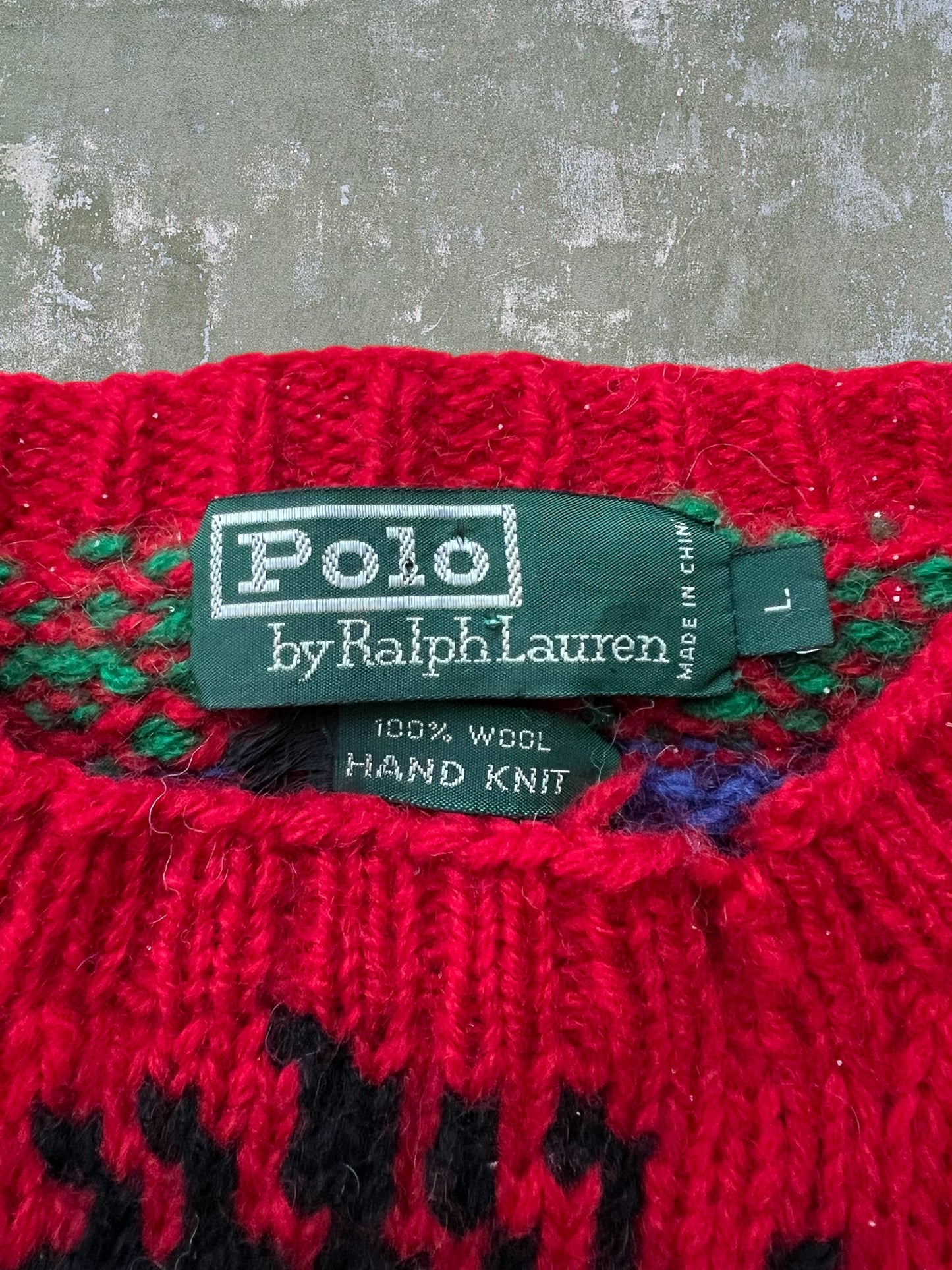 ‘90s/Early-2000s Polo Ralph Lauren Reindeer Patterned Wool Sweater (S)