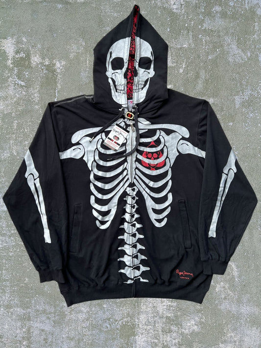 Early-2000s Pepe Jeans Skeleton Zip Hoodie (4XL) (New With Tags)