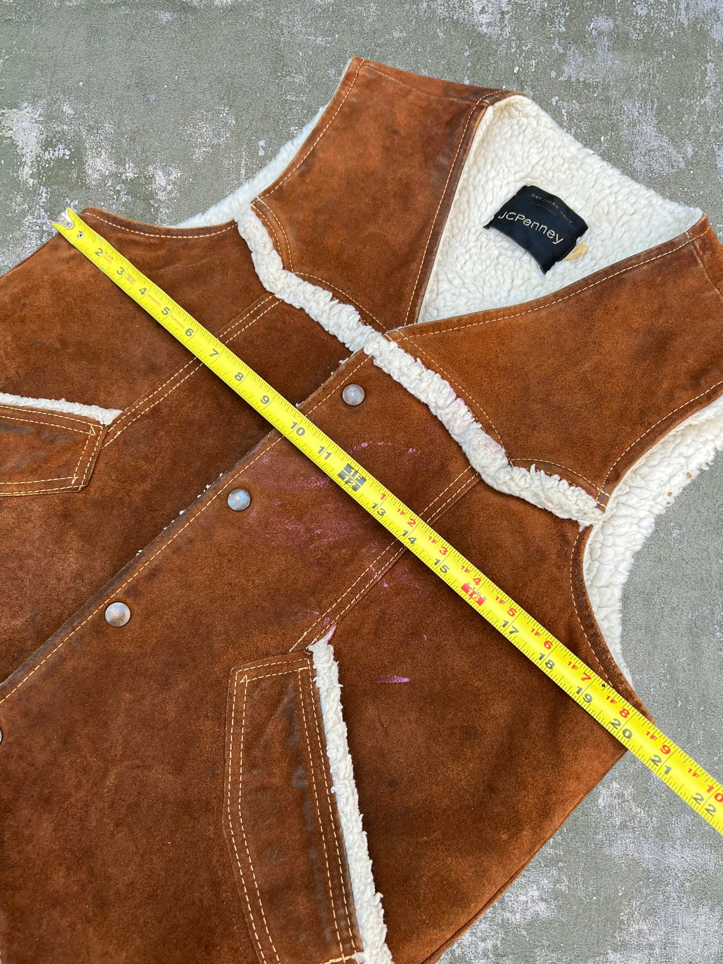 ‘70s JC Penney Suede Sherpa Fleece Western Vest (M)