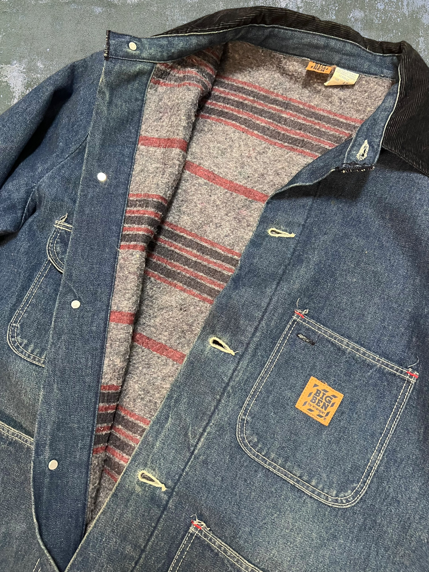 ‘80s Wrangler Big Ben Flannel Lined Denim Chore Jacket (L)