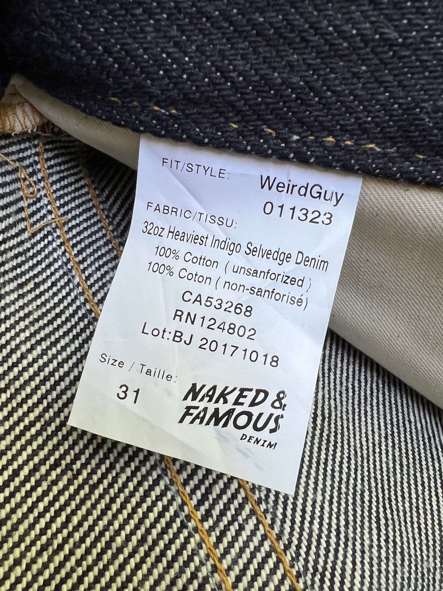 Naked And Famous Weird Guy 32oz Heavy Selvedge Denim Jeans (31)