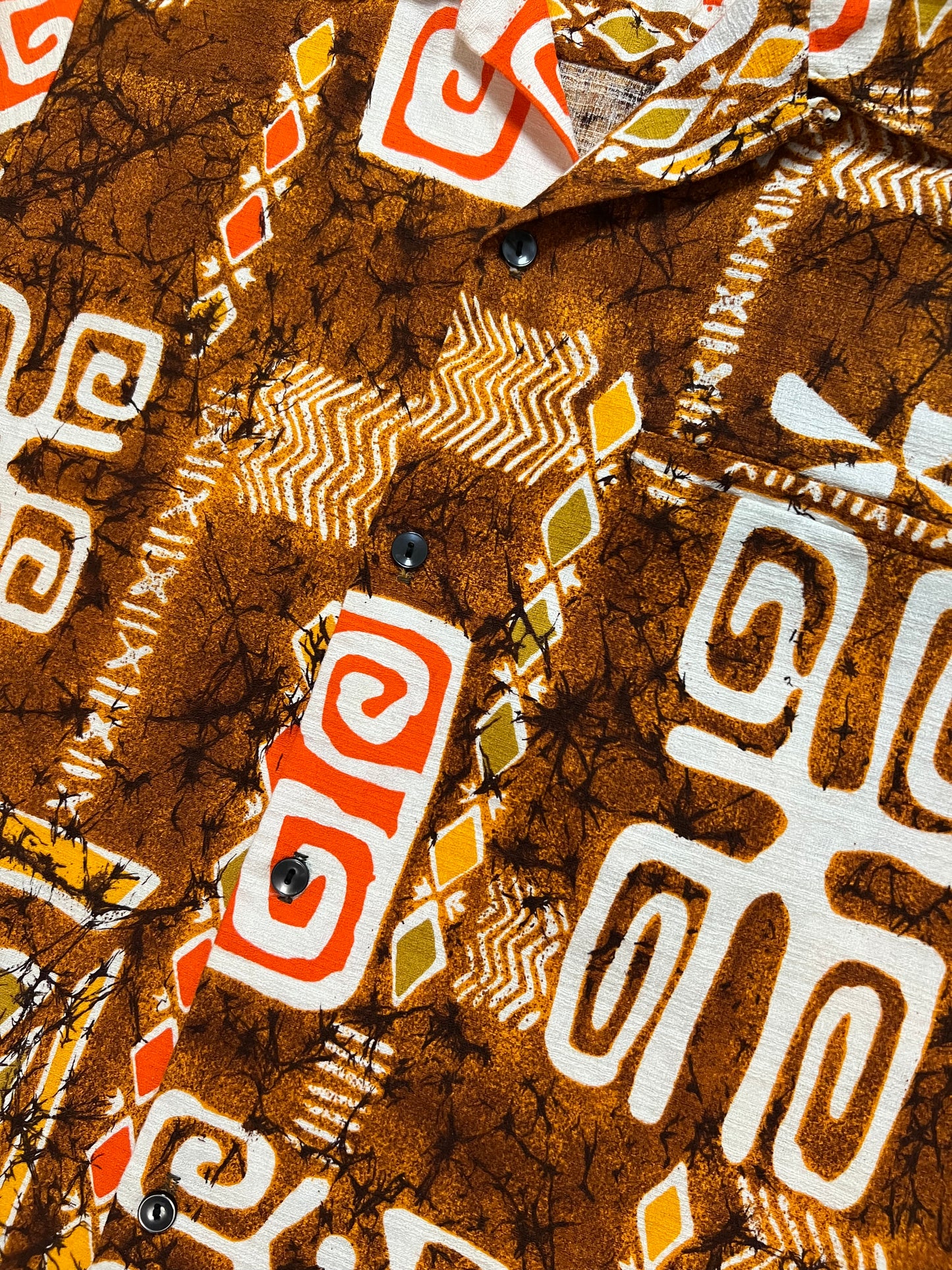 ‘50s Cotton Hawaiian Loop Collar Shirt (S)