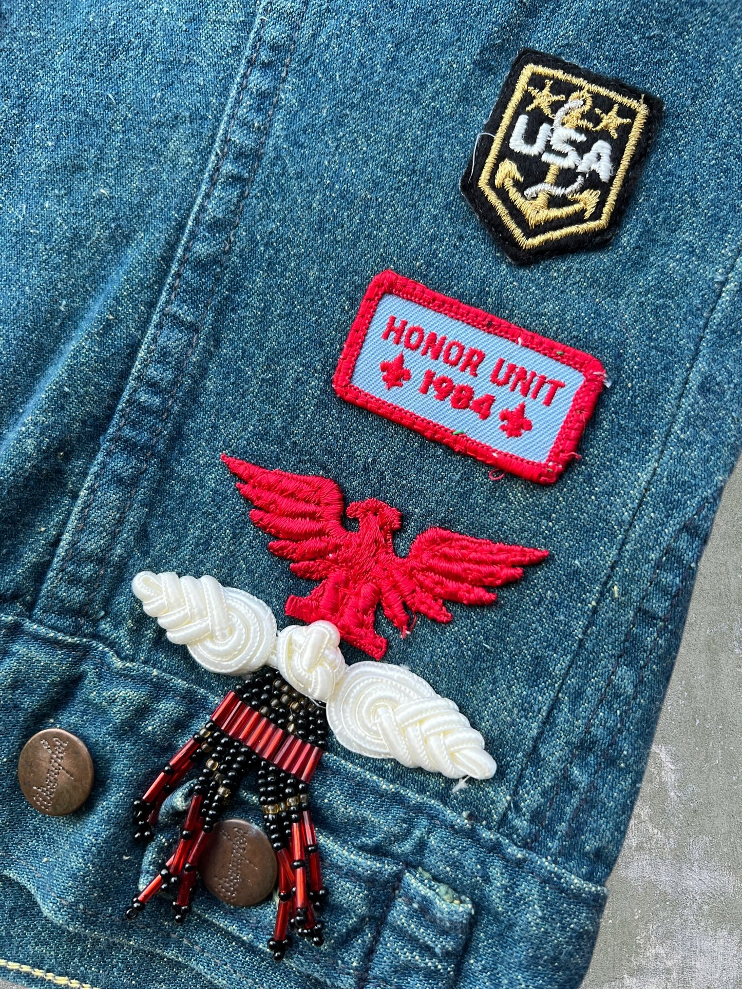 ‘80s Wrangler Alexandria Fire Department Denim Cutoff Vest (S)