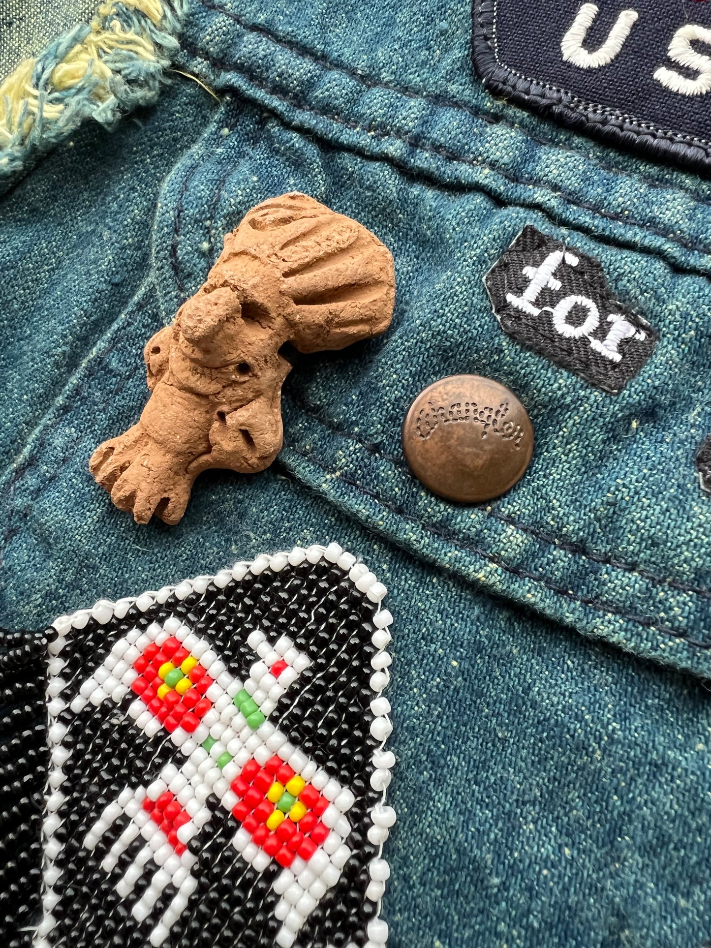 ‘80s Wrangler Alexandria Fire Department Denim Cutoff Vest (S)