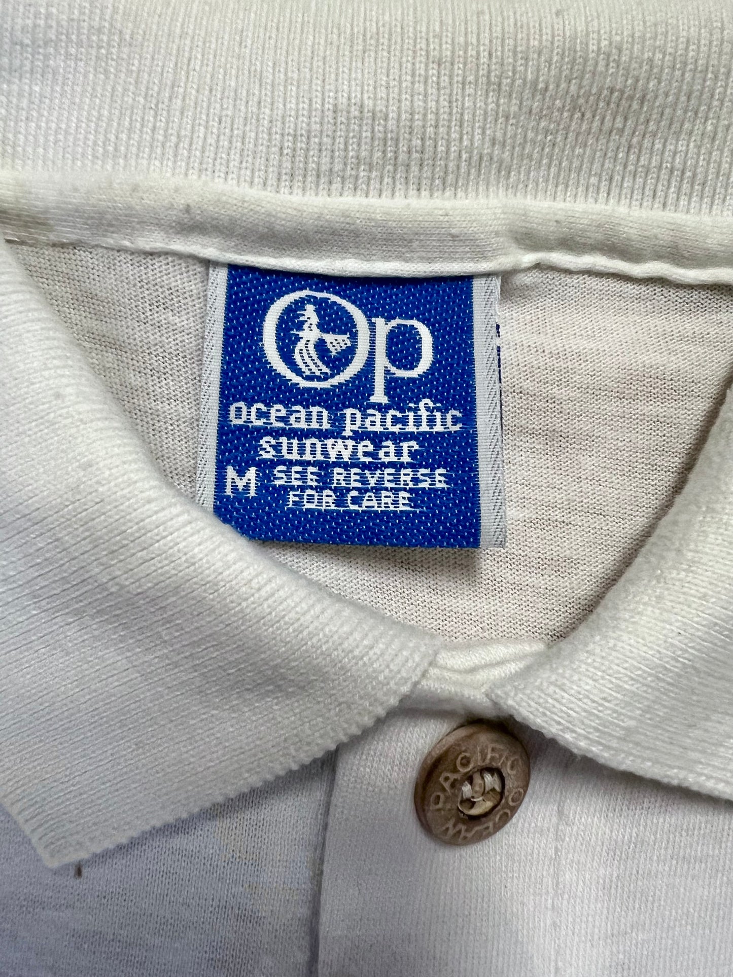 ‘80s Ocean Pacific Long Sleeve Polo Shirt (M)