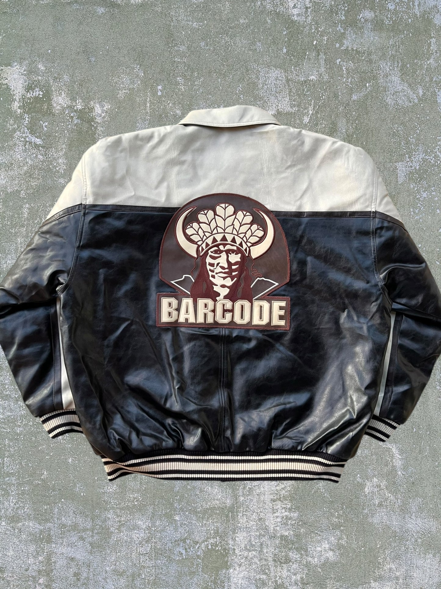Early-2000s Barcode Leather Jacket (XL) (New With Tags)