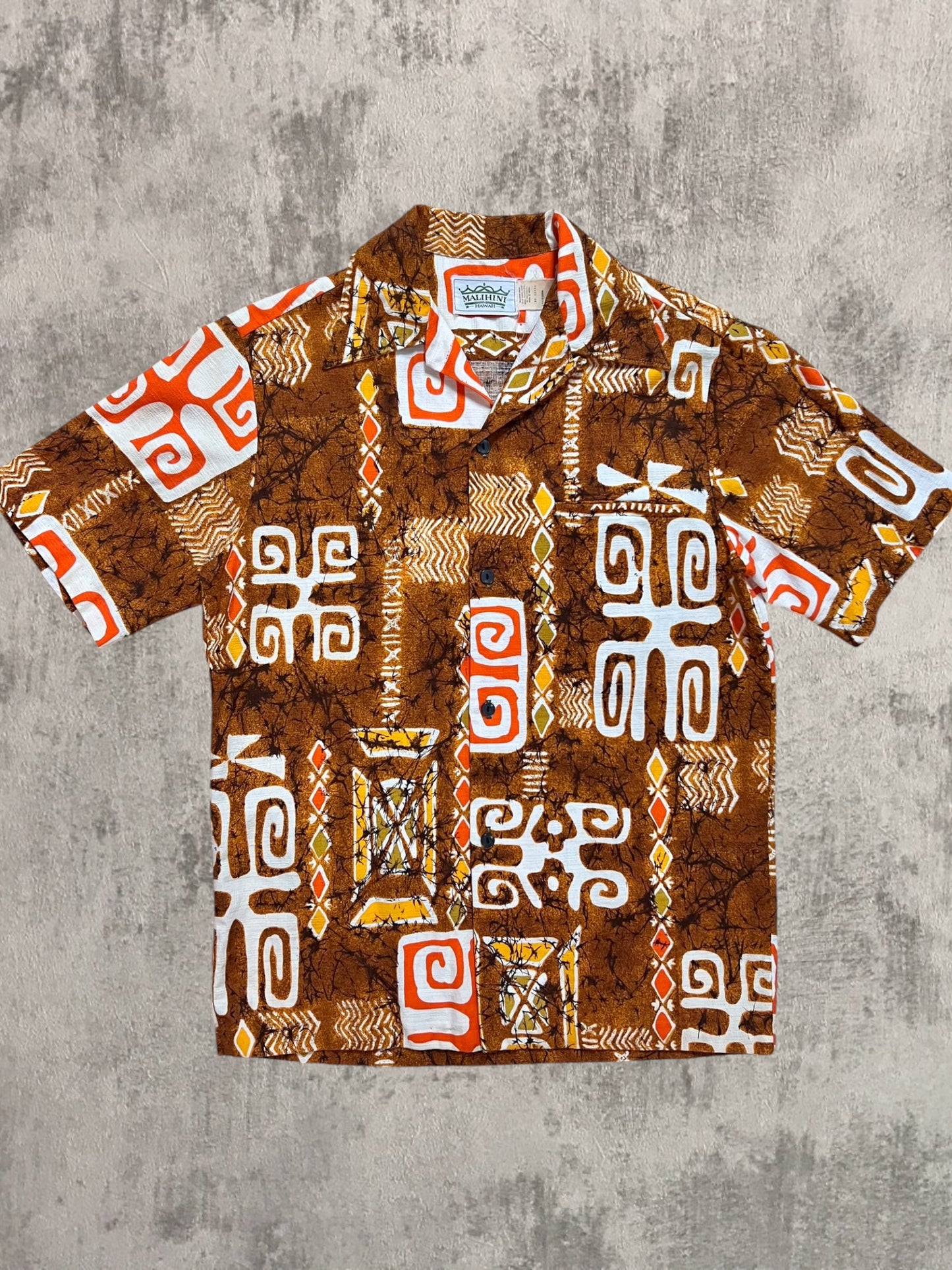 ‘50s Cotton Hawaiian Loop Collar Shirt (S)