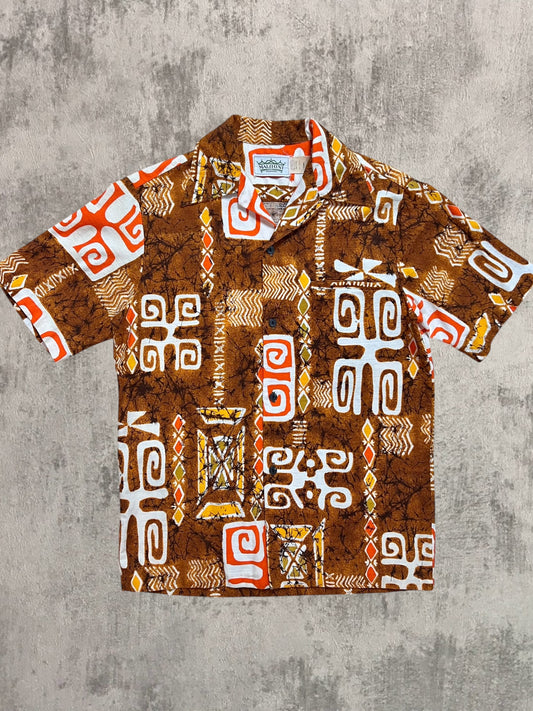 ‘50s Cotton Hawaiian Loop Collar Shirt (S)