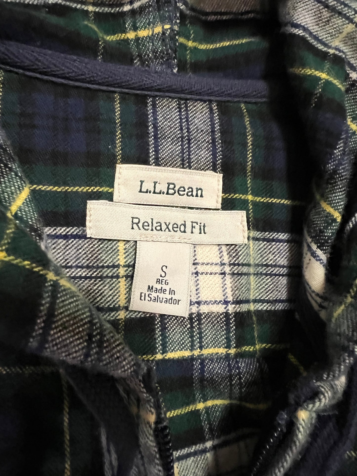 LL Bean Hooded Zip Flannel Shirt (S)