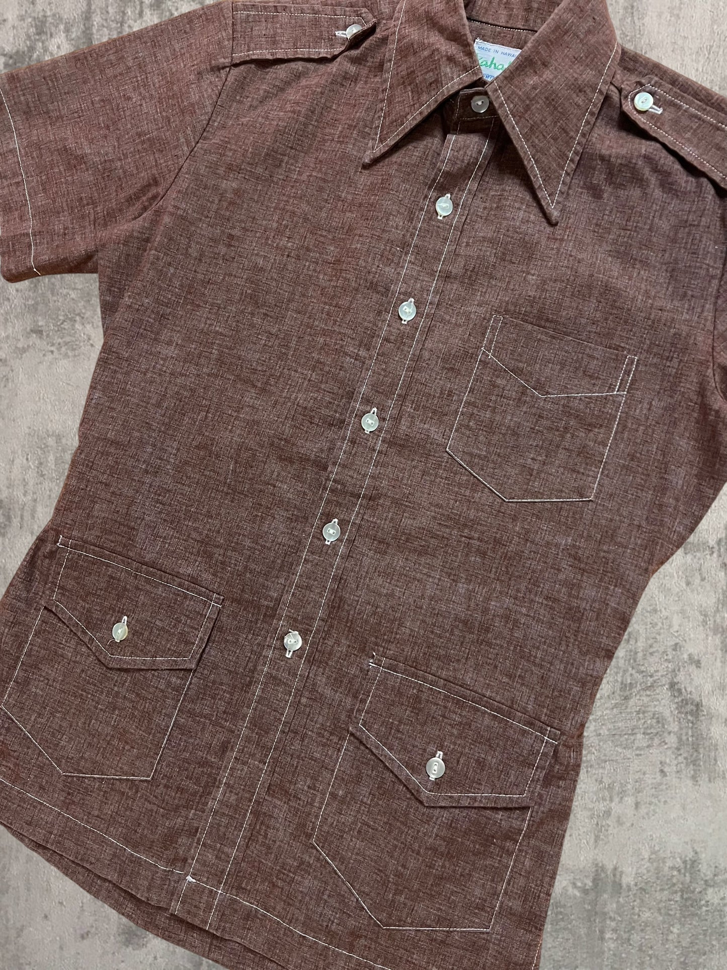 ‘50s Cotton Hawaiian Safari Shirt (M)