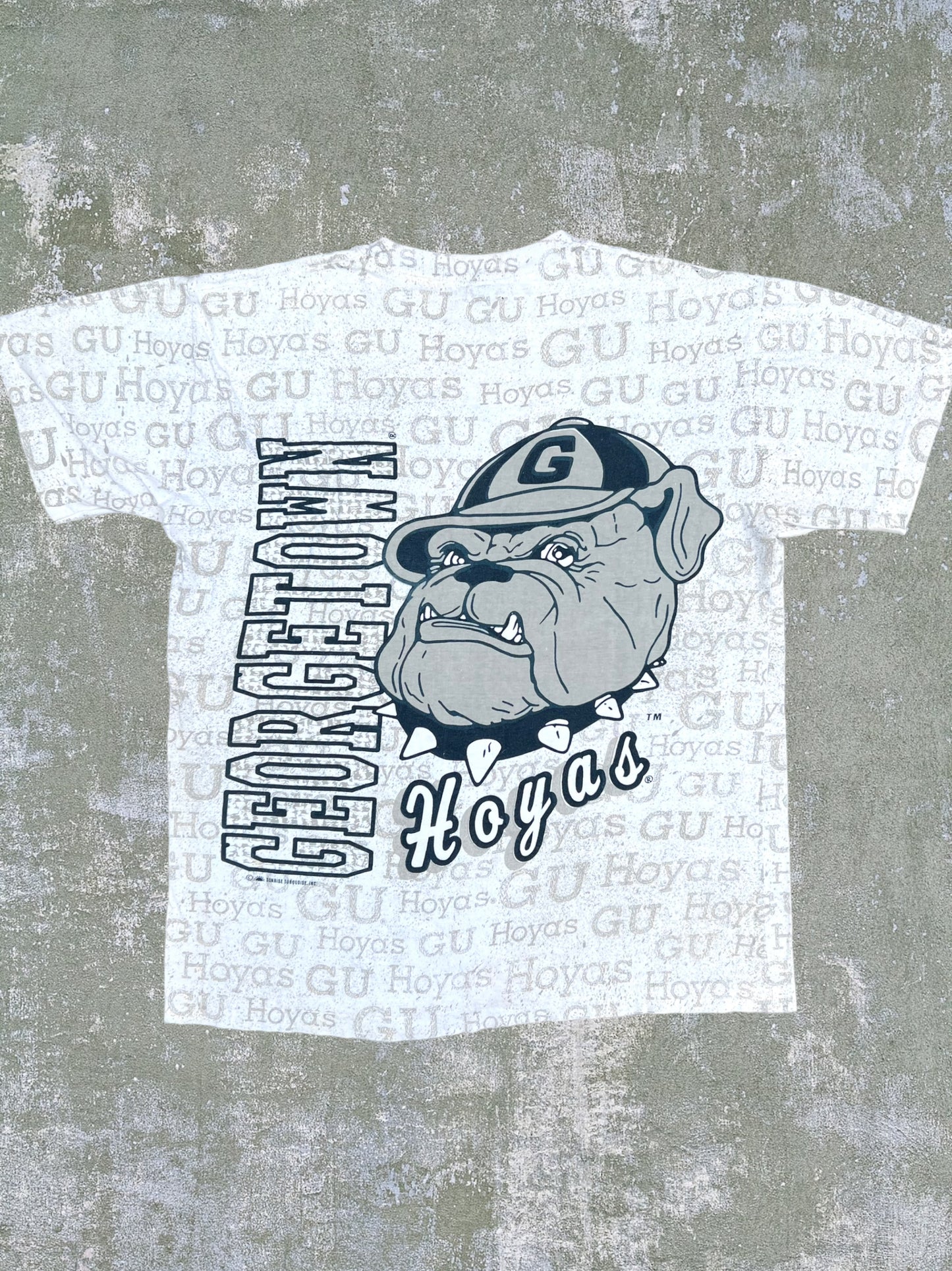 Early-90s Georgetown Hoyas All Over Print Tee (M)