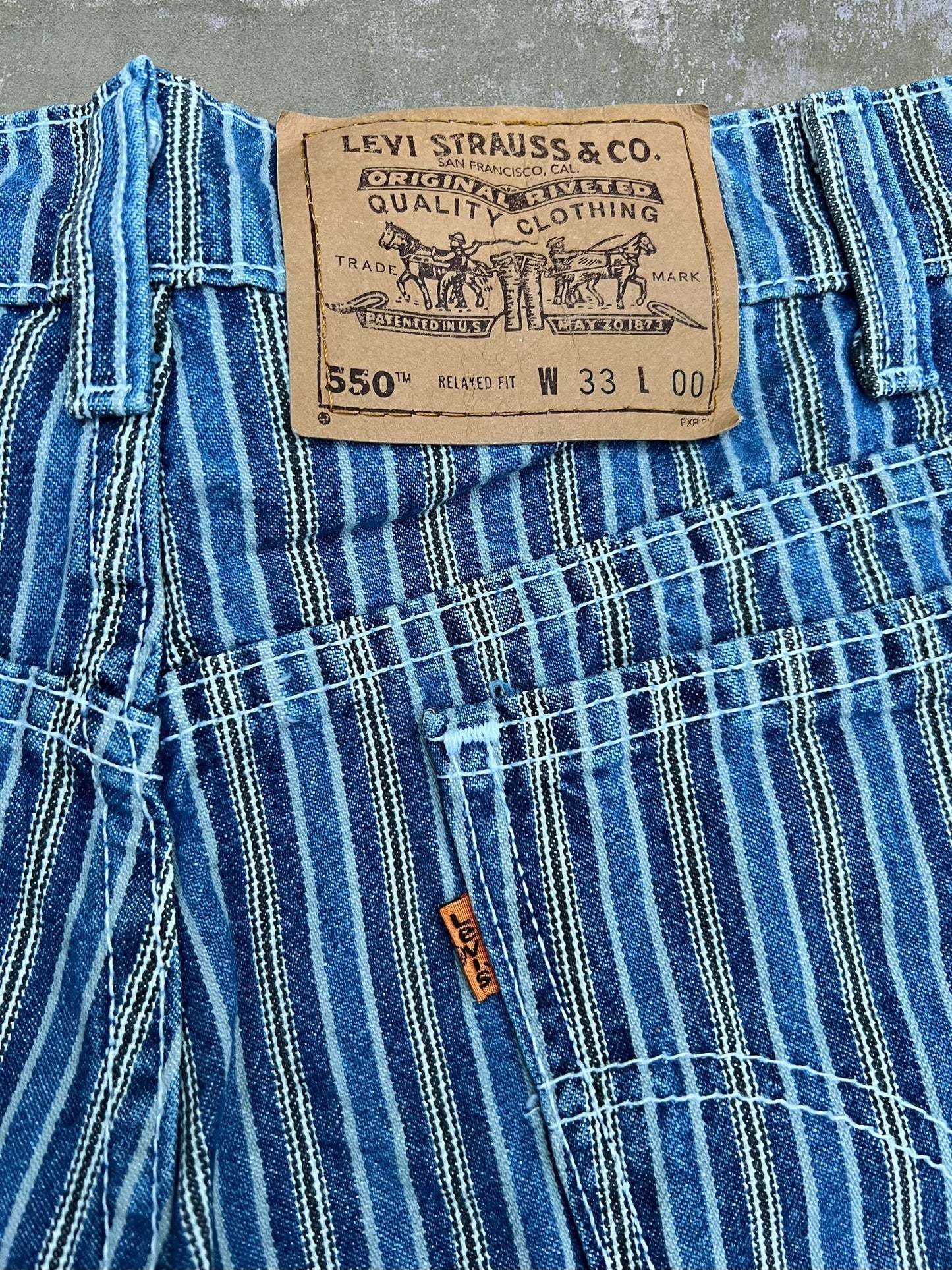 ‘90s Levi’s Striped Jean Shorts (33)