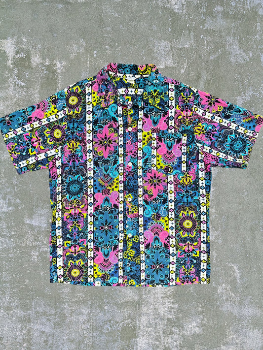 Vintage Hawaiian Loop Collar Shirt (M)