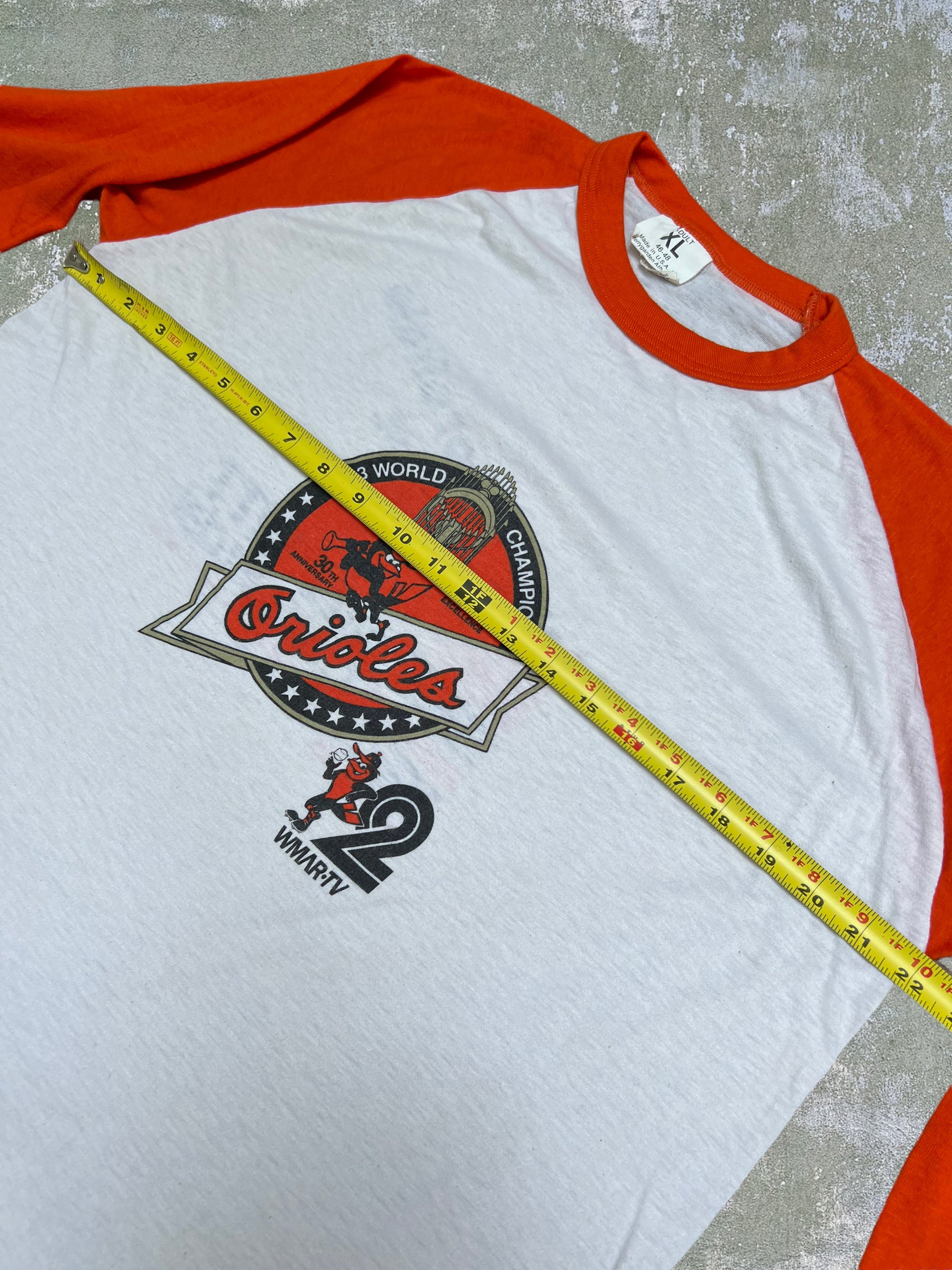 Baltimore Orioles 80s Tee 3/4 Sleeve Raglan Tee XL Fast 