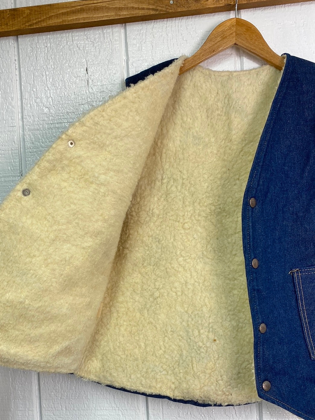 ‘80s Sherpa Fleece Denim Vest (S)