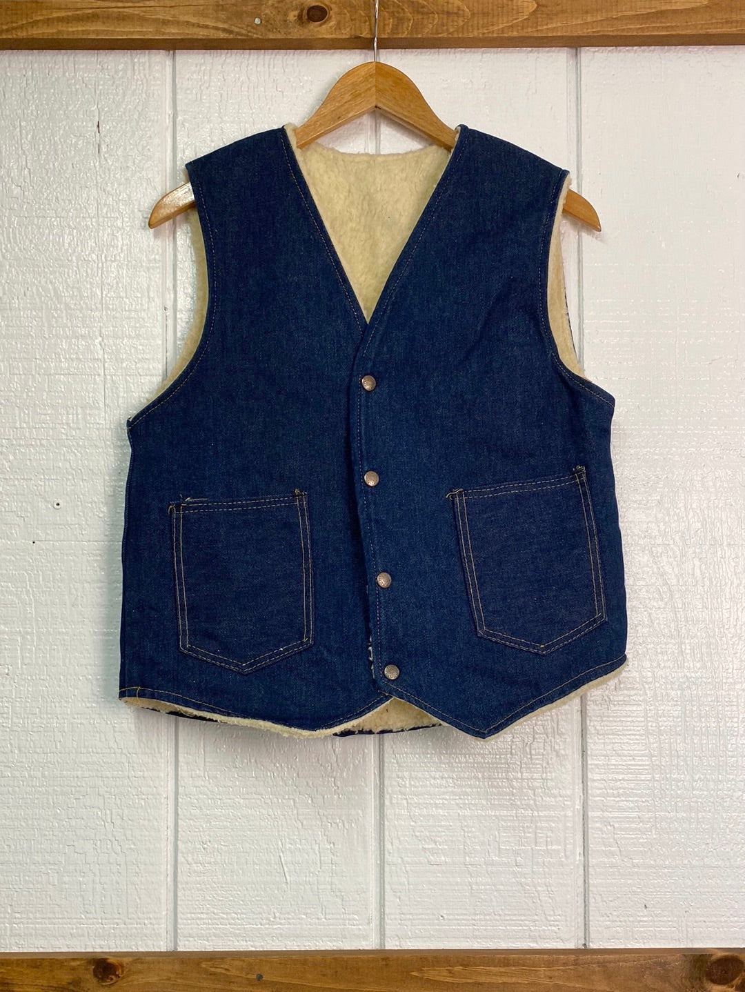 ‘80s Sherpa Fleece Denim Vest (S)